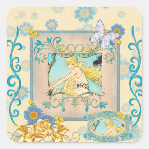 Sticker Carré Vintage Butterfly