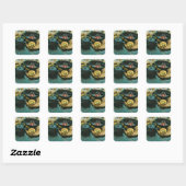 Sticker Carré Vintage cadeau sushi (Feuille)