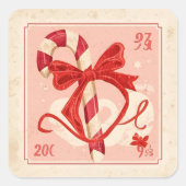 Sticker Carré Vintage Candy Cane Christmas (Devant)