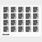 Sticker Carré Vintage Chalkboard Hydrangea Mariage Merci (Feuille)