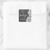 Sticker Carré Vintage Chalkboard Hydrangea Mariage Merci (Sac)