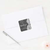 Sticker Carré Vintage Chalkboard Hydrangea Mariage Merci (Enveloppe)