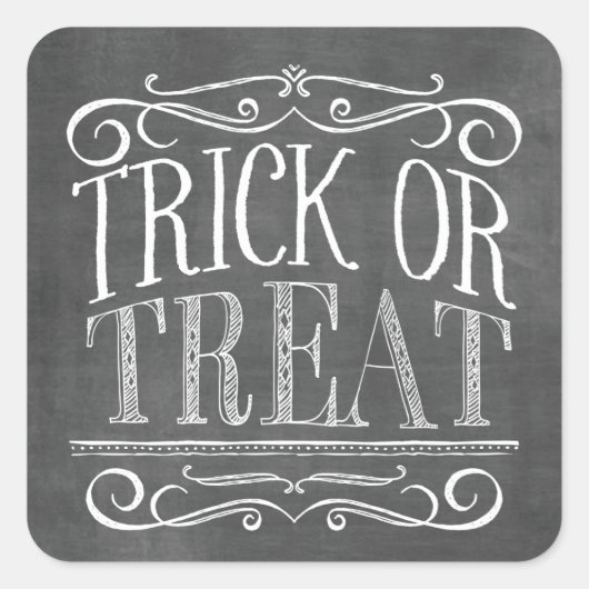 Sticker Carré Vintage Chalkboard Tri ou traitement Halloween (Devant)