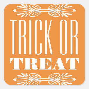 Sticker Carré Vintage Chalkboard Trick ou traiter Carré Hallowee
