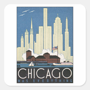 Sticker Carré Vintage Chicago Illinois