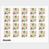 Sticker Carré Vintage Christmas Art Motif (Feuille)