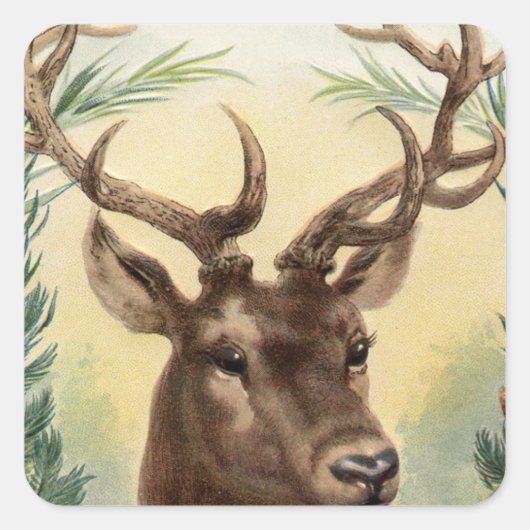 Sticker Carré Vintage Christmas Deer (Devant)