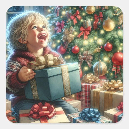 Sticker Carré Vintage Christmas Eve Joy (Devant)