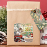 Sticker Carré Vintage Christmas rétro animal Vacances autocollan<br><div class="desc">conception par www.etsy.com/Shop/VanityFlairDesign</div>