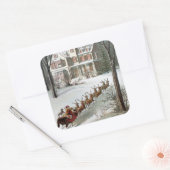 Sticker Carré Vintage Christmas, Saint Nicholas with Reindeer (Enveloppe)