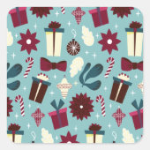 Sticker Carré Vintage Christmas Season Gift Doodle (Devant)