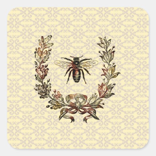 Sticker Carré Vintage couronne d'abeilles (Devant)