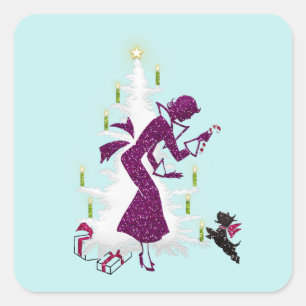 Sticker Carré vintage de Noël 1950