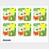 Sticker Carré Vintage de Noël rétro vacances (Feuille)