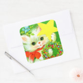 Sticker Carré Vintage de Noël rétro vacances (Enveloppe)