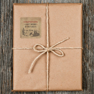 Sticker Carré Vintage Dernier Rodéo Rustique Cow-boy Enterrement