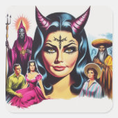 Sticker Carré Vintage Devil Woman (Devant)