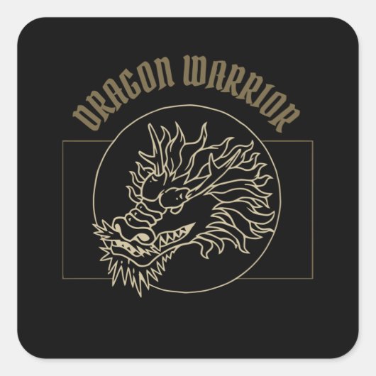 Sticker Carré Vintage Dragon Warrior (Devant)