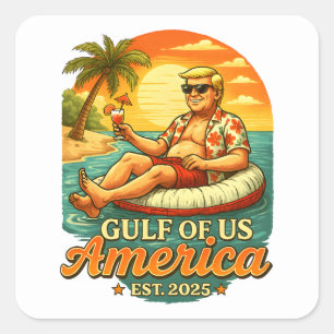 Sticker Carré Vintage drôle Trump Amérique du Golfe 2025