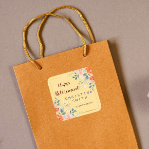 Sticker Carré Vintage Elégant Floral Aquarelle Parti de retraite