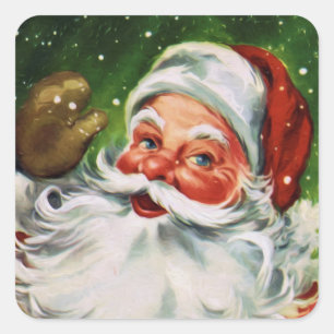 Sticker Carré Vintage face Père Noël 1