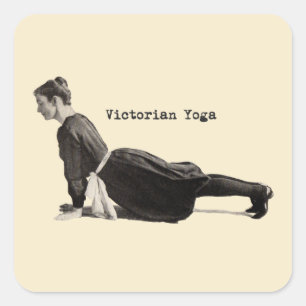Sticker Carré Vintage femme Yoga debout chien