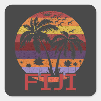 Sticker Carré Vintage Fiji Summer Beach Travel