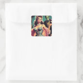 Sticker Carré Vintage fille vampire (Sac)