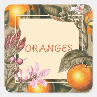 Sticker Carré Vintage Flowers and Oranges
