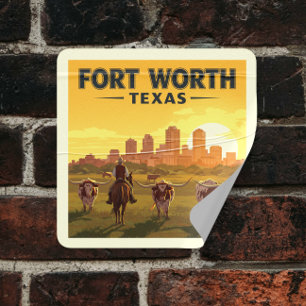 Sticker Carré Vintage Fort Worth Texas