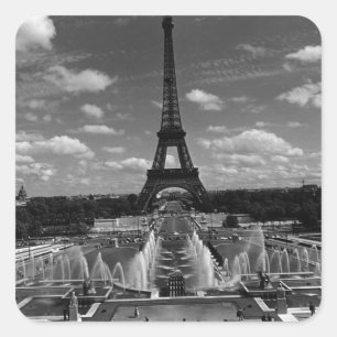 Sticker Carré Vintage France Paris Fontaine Chaillot Tour Eiffel