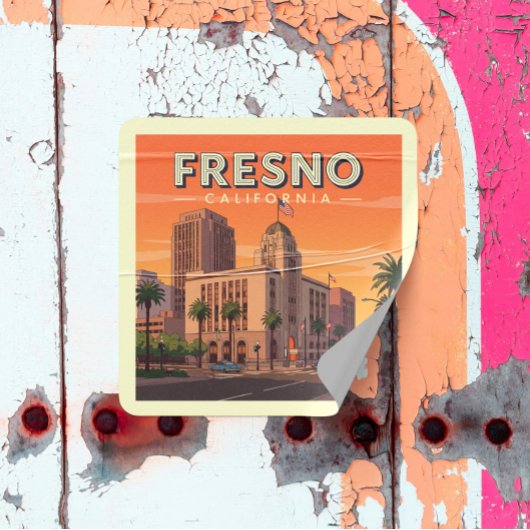 Sticker Carré Vintage Fresno California