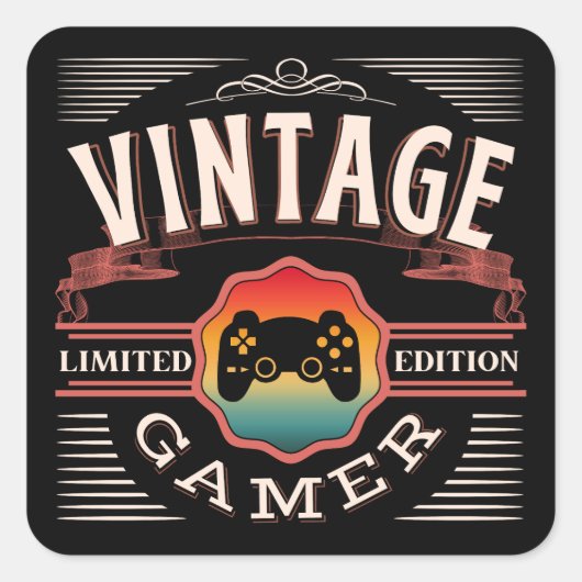 STICKER CARRÉ VINTAGE GAMER LIMITED EDITION (Devant)
