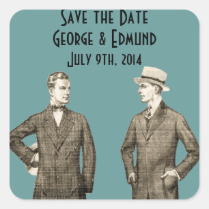 Sticker Carré Vintage Gay Enregistrer la date