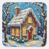 Sticker Carré Vintage Gingerbread House in Enchanted Winter (Devant)