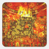 Sticker Carré Vintage Gold Fire Abstrait (Devant)