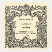 Sticker Carré Vintage Gothic Arch Heraldic Crest Wedding  (Devant)