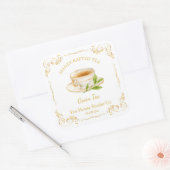 Sticker Carré Vintage Green Tea Square Label (Enveloppe)