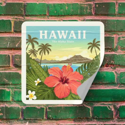 Sticker Carré Vintage Hawaii