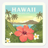 Sticker Carré Vintage Hawaii (Devant)