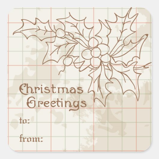 Sticker Carré Vintage Holly Berries (Devant)