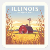 Sticker Carré Vintage Illinois (Devant)
