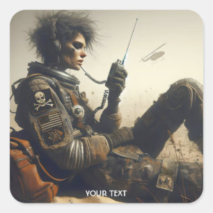 Sticker Carré Vintage Imaginaire de style Abstrait Astronaute co