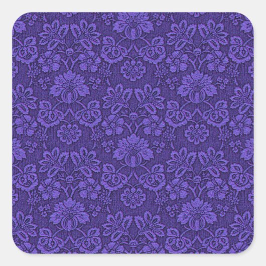 Sticker Carré Vintage Indigo Damask Paisley Floral (Devant)