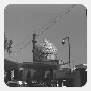Sticker Carré Vintage Iraq Bagdad Gare à la mosquée 1970