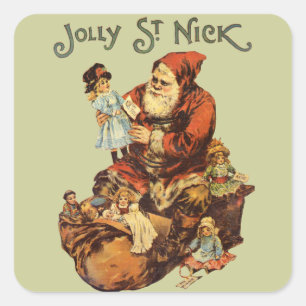 Sticker Carré Vintage Jolly St. Nick
