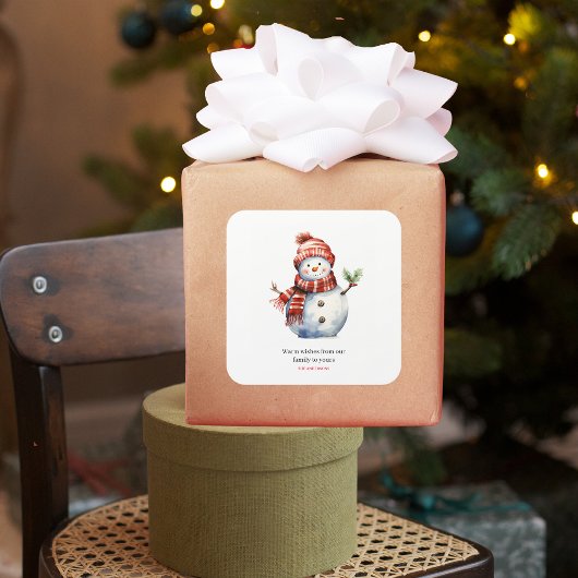 Sticker Carré Vintage Joyeux Noël & Snowmen