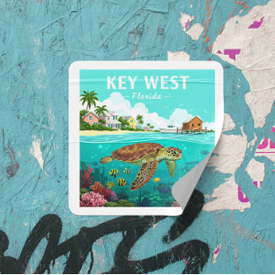 Sticker Carré Vintage Key West Floride