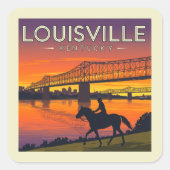 Sticker Carré Vintage Louisville Kentucky (Devant)