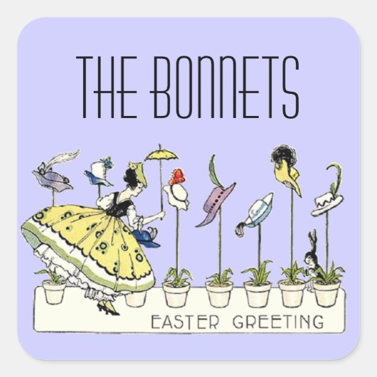 Sticker Carré Vintage magasin Bonnet de Pâques (Devant)